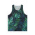 Dark green palm leaves pattern unisex tank top