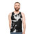 Realistic black and white raccoon portrait pencil art unisex tank top - men