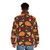 Autumn Elements Puffer Jacket with nature-inspired pattern of leaves, berries, pumpkins, and more - men back