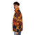 Autumn colors puffer jacket with vibrant foliage pattern - men side left