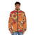 A cozy puffer jacket featuring a beautiful red fox design in an autumn nature scene - men front