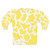 Yellow cow print sweatshirt with textured animal skin pattern