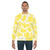 Yellow cow print sweatshirt with textured animal skin pattern - men