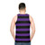 Unisex wide horizontal black and purple striped tank top - men back