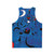 Unisex tank top featuring abstract primary color design inspired by the artwork of Joan Miro - Back