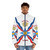Assyrian Flag Puffer Jacket with Traditional Assyrian Designs - men front
