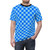Fashionable t-shirt with a baby blue and brandeis blue checkered pattern design - men front