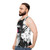 Cyberpunk vaporwave unisex tank top with futuristic urban design - men side
