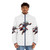 Assassins Creed inspired puffer jacket with action sticker design - men front