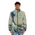A puffer jacket featuring the iconic "The Great Wave off Kanagawa" Japanese woodblock print design - men front