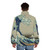 A puffer jacket featuring the iconic "The Great Wave off Kanagawa" Japanese woodblock print design - men back