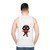 Cute baby superhero graphic on unisex superhero tank top - men back