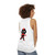 Cute baby superhero graphic on unisex superhero tank top - women back