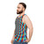 Psychedelic rainbow optical illusion design on a unisex tank top - men side