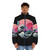 Retro wave puffer jacket with Japanese art inspired design - men front