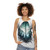 Unisex forest feather tank top with nature inspired design - women