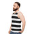 Black and White Striped Unisex Tank Top - men side