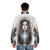 Artemis Acrylic & Ink Painting Puffer Jacket with surreal nature goddess design - men back