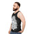 Black unisex tank top with the Last Unicorn unicorn design - men side