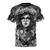 Mystical gothic t-shirt with surreal floral and occult graphic design