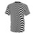 Optical illusion wave pattern in black and white on a t-shirt with a retro pop art style - Back