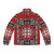 Armenian folk art inspired puffer jacket with traditional Armenian painting design