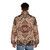 Armenian cross puffer jacket featuring intricate floral designs - men back