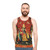 Unisex black floral fantasy tank top featuring a mythical unicorn design - men