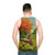 Unisex tank top with meadow landscape and keyboard graphics - men back