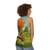 Unisex tank top with meadow landscape and keyboard graphics - women back