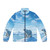 A puffer jacket featuring a polar bear in an arctic landscape.