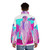 Man wearing Archer Vice inspired 80s-style puffer jacket with Vice City theme - men back