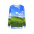 Vintage Windows XP default desktop background printed on a comfortable sweatshirt - hanging