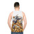 Unisex tank top featuring a cat dragon hoarding golden kittens - men back