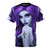 A beautiful goth-inspired AOP t-shirt in a rich purple color with a subtle candle and dark aesthetic design.