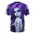 A beautiful goth-inspired AOP t-shirt in a rich purple color with a subtle candle and dark aesthetic design. - Back
