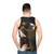 Surreal unisex tank top featuring collage-style digital art - men back