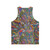 Unisex tank top with psychedelic patterns and colorful original artwork - Back