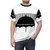 Black and white graphic of an umbrella on an aesthetic t-shirt - men front