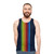 Unisex tank top in pacific blue with a minimalist retro design - men