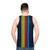 Unisex tank top in pacific blue with a minimalist retro design - men back