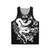 Unisex tank top with dark graphic design and nature-inspired motifs