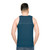 Unisex blue tank top with high IQ society logo - men back