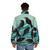 Watercolor puffer jacket featuring a raven design - men back