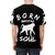 Vibrant t-shirt design featuring a monkey silhouette and the text "Born With Monkey Soul" - men back