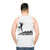 Pied Piper unisex tank top featuring a monotone, black and white design inspired by the classic fairy tale - men back