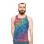 Colorful chaos unisex tank top with abstract pattern and geometric shapes - men