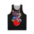 Colorful cat hugging heart unisex graphic tank top