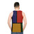 Colorful, geometric Mondrian-inspired unisex tank top - men back