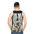 Retro unisex tank top with progressive rock band design - men back